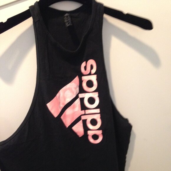 Adidas Black Muscle Tee with Pink Logo - Picture 7 of 15